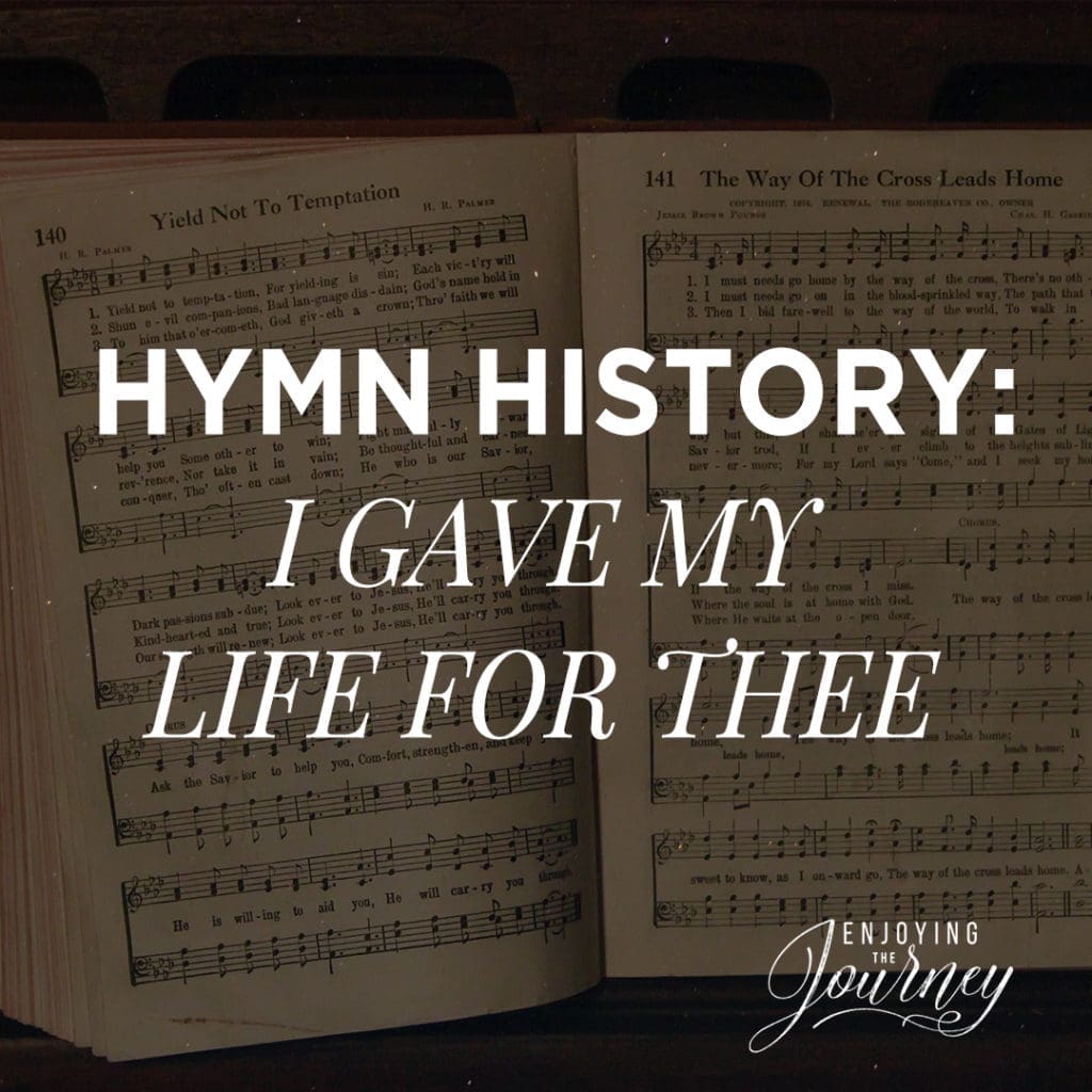 History: Francis HavergalI wrote "I Gave My Life for Thee" after seeing a depiction of Pilate presenting Christ to an angry mob in a museum.