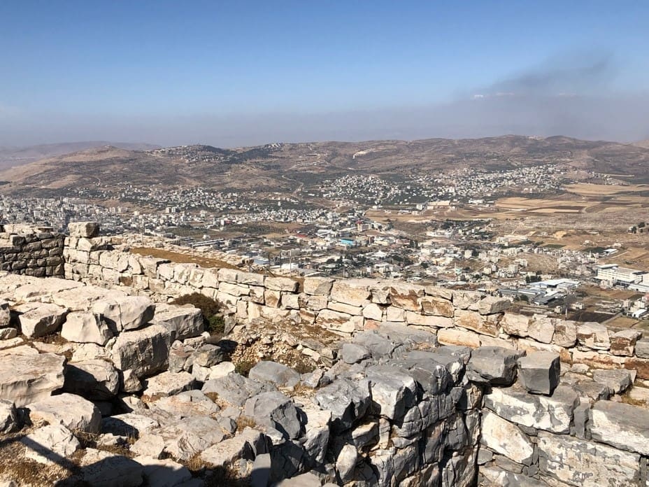 Ruins of the Samaritan temple on Mount Gerizim overlooking Shechem. A massive, ancient staircase leads up from the valley floor to the temple. A small remnant of Samaritans lives nearby in a village on the mountain. They still practice their ancient religion.
