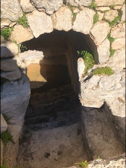 Mikveh from the first century on Mount Zion in Jerusalem. This was a priestly area during the Second Temple period. As such, it is likely that this mikveh was used by Pharisees during the time of Jesus. It has steps leading down and a small amount of rainwater is pooled at the bottom.