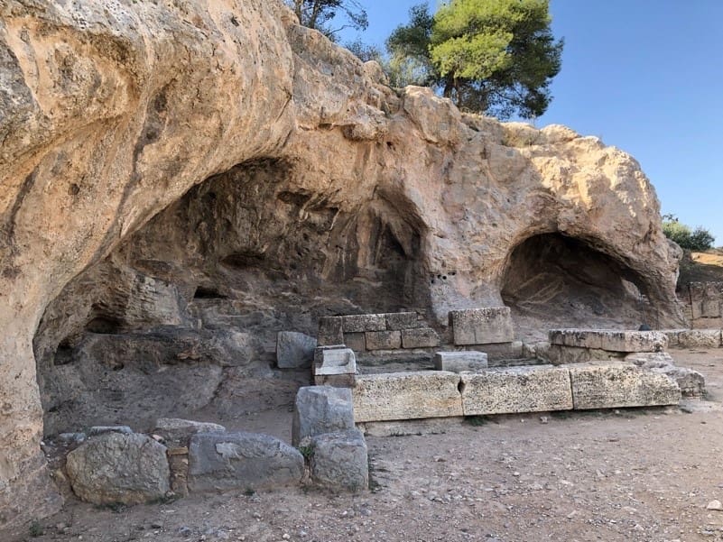 The ruins of the Temple of Pluto, the lord of the underworld in Eleusis. In this small temple pilgrims mimicked Persephone and were symbolically taken to the underworld. At some point the initiates were given a drink containing alcohol, opium, and a substance that was akin to LSD. Small wonder people were later unable to describe what they experienced. Photo by John Buckner