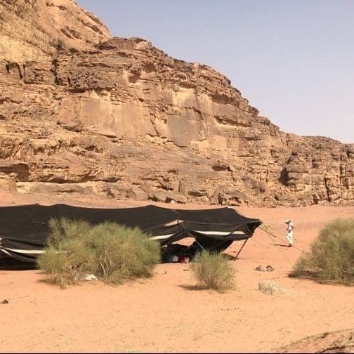 A Bedouin man returning to his tent in Wadi Rum in Southern Jordan. This area was the biblical home of the Midianites. Photo by John Buckner