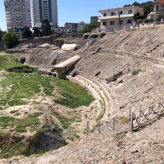 The remains of the Roman amphitheater in Durres, Albania. By tradition, Paul preached here in the city of Durres when he came to Illyricum. We know from Acts that Paul liked to go where the crowds were so he could conceivably have preached right here. Photo by John Buckner