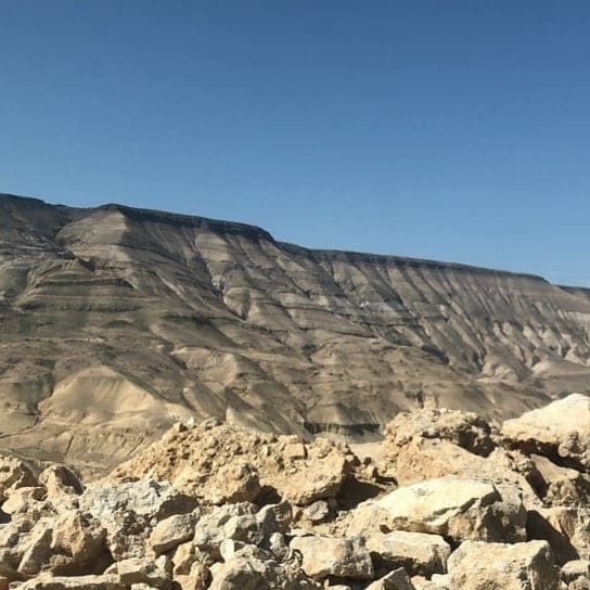 View from the bottom of Wadi Mujib, the Arnon Valley. Moses and the Israelites climbed these cliffs in faith, in spite the experienced Amorite army waiting for them at the top. Photo by John Buckner